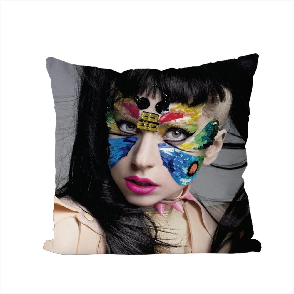 Federa Cuscino Cantante Lady Gaga Per Auto Divano Decorativa Casa Stampa Double Face Peluche Quadrato Cuscino Decorativo Copricuscino