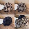 Classic Plaid Blend Womens Newsboy Cap With Warm Breathable Fabric For Fall Winter Style