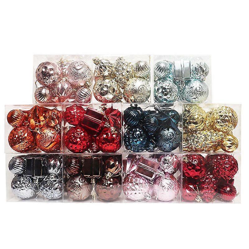 Iron Gray Shaped 12 Packs/Box [PVC] Christmas Ornaments Various Styles Electroplated Shaped Christmas Balls Boxed Christmas Tree Pendants Holiday