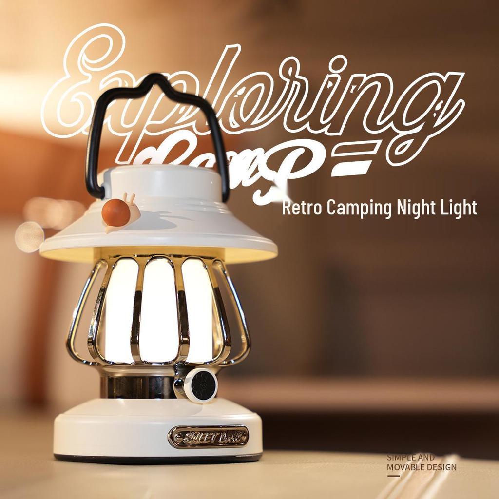 Portable Rechargeable Retro Camping Lantern - Handheld Tent Light & Creative Outdoor Atmosphere Lamp.