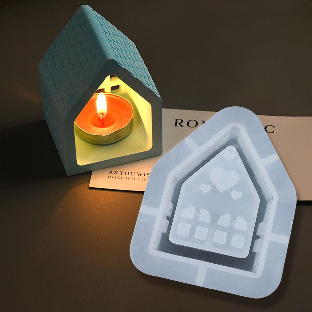 Silicone Mould Candle Holder 3D House Mould Casting Mold Tealight Holder Mold Silicone Mold Candle Holder Resin Mold