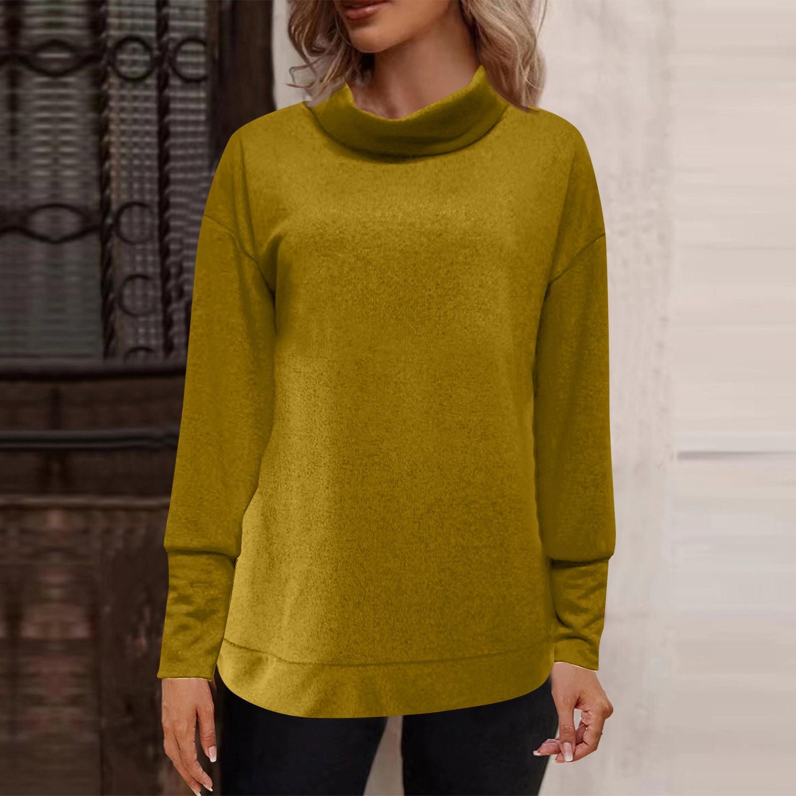 

Женский однотонный модный повседневный свитер с высоким воротом из французского кашемира XL жёлтый