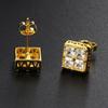 Square Cubic Zirconia Stud Earrings for Women and Men Noble Weddings Parties Jewelry Gift Hip - Hop Fans Accessories