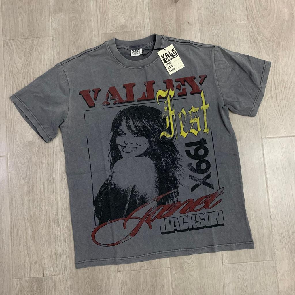 Meichao Vale New Retro Character Print Summer High Street Men and Women Loose Casual Wash Old Short Sleeve T-shirt