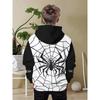 Boy's Black and White Dual Color Black Animal 3D Printed Long Sleeved Hooded Sweatshirt, Sports Shirt