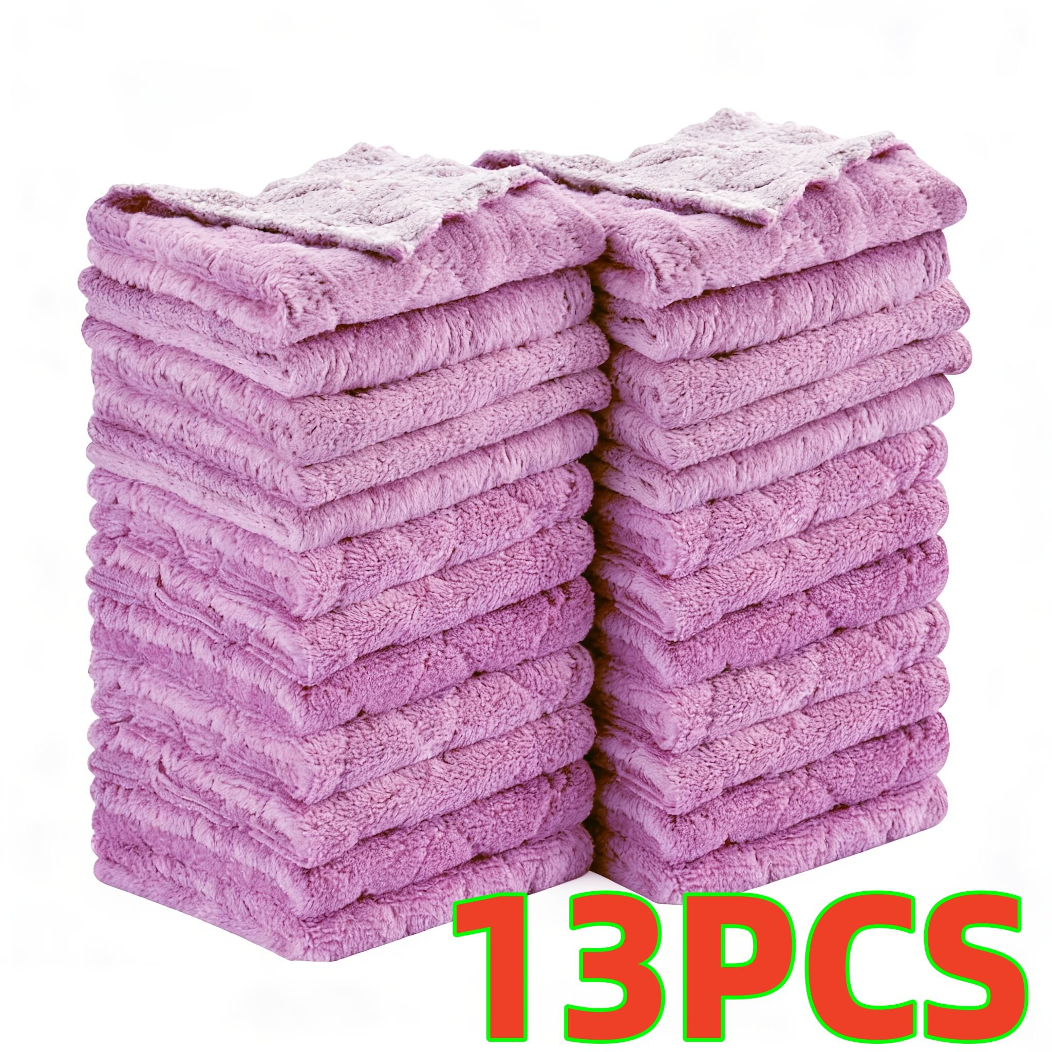 13-Pack Purple and Gray Dishcloths, Reusable Kitchen Cleaning Cloths, Washable Cloth, Absorbent Kitchen Dishcloths, Dishwashing Towels, Essenti