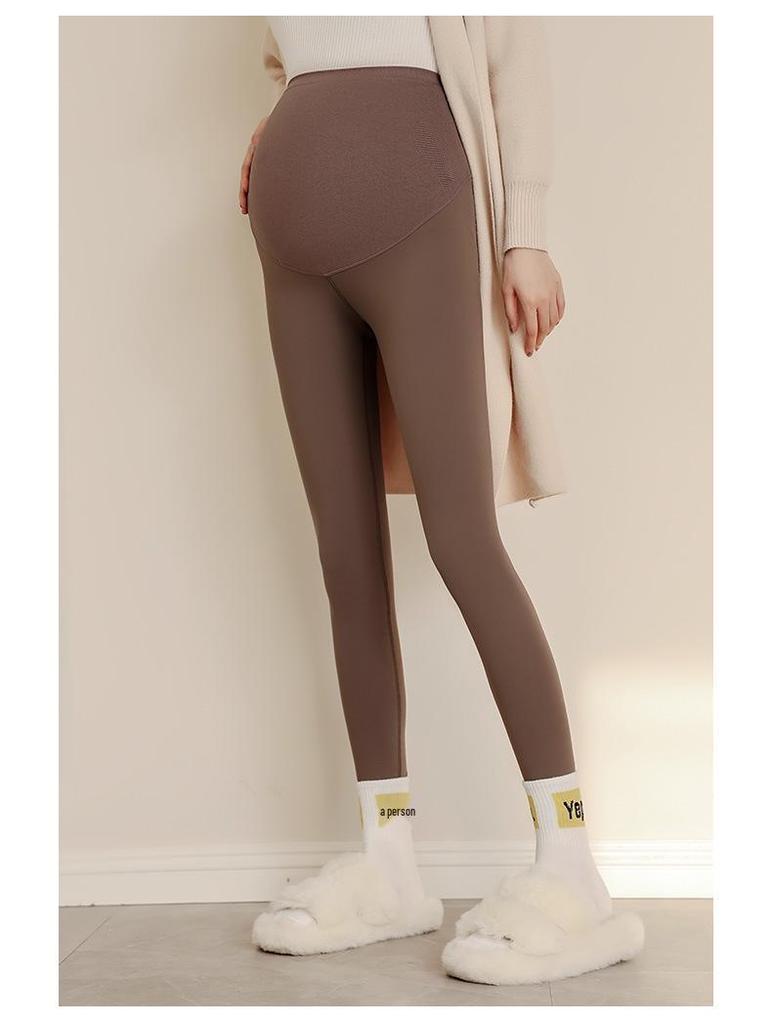 Maternityleggings i stora storlekar: Smalnande Höst/Vinter Byxor med Hajmage-stöd och Sammet