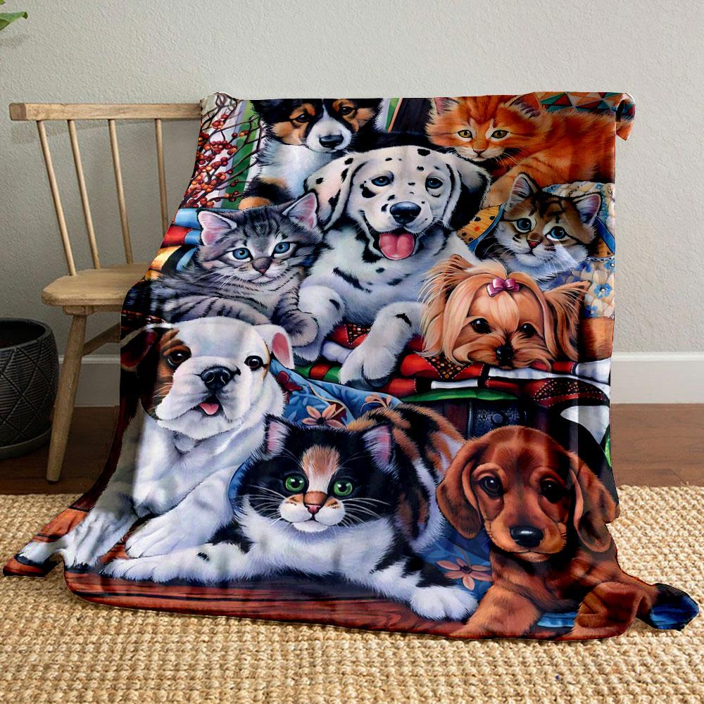 

Adorable Pets Pattern Throw Blanket bedroom Blanket for Livingroom Couch lunch break Soft throw for Friend s festival Gift 80cm x 120cm