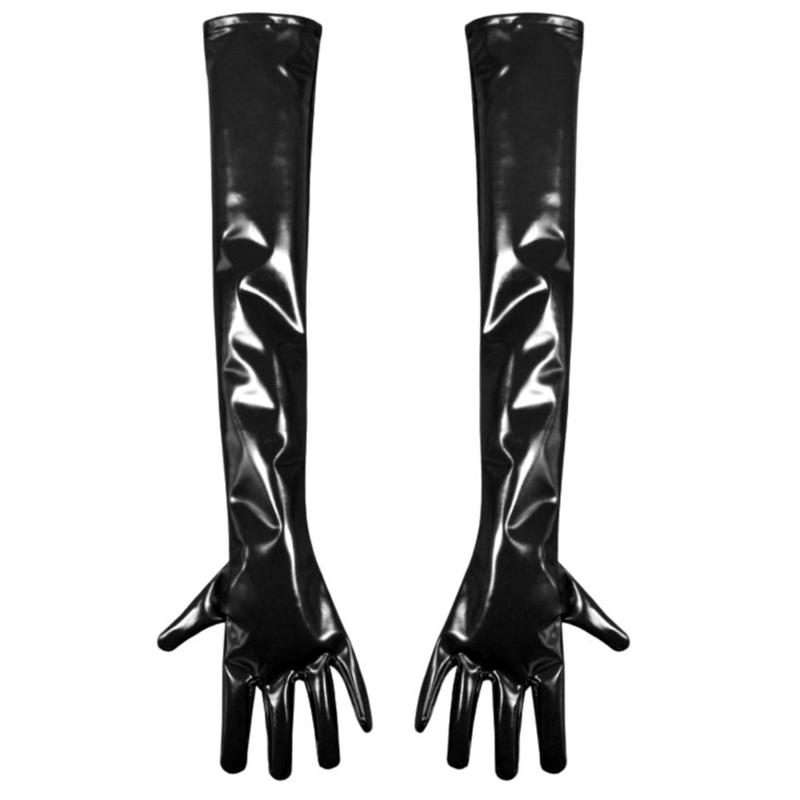 

Friendly Flexible Long Gloves Premium PU Leather Gloves Comfortable Halloween Costume Accessory For Outdoor Activity L чорний