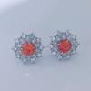 Fashion snow pollen diamond zircon stud earrings women's sunflower zircon flower earrings light luxury luxury high-end