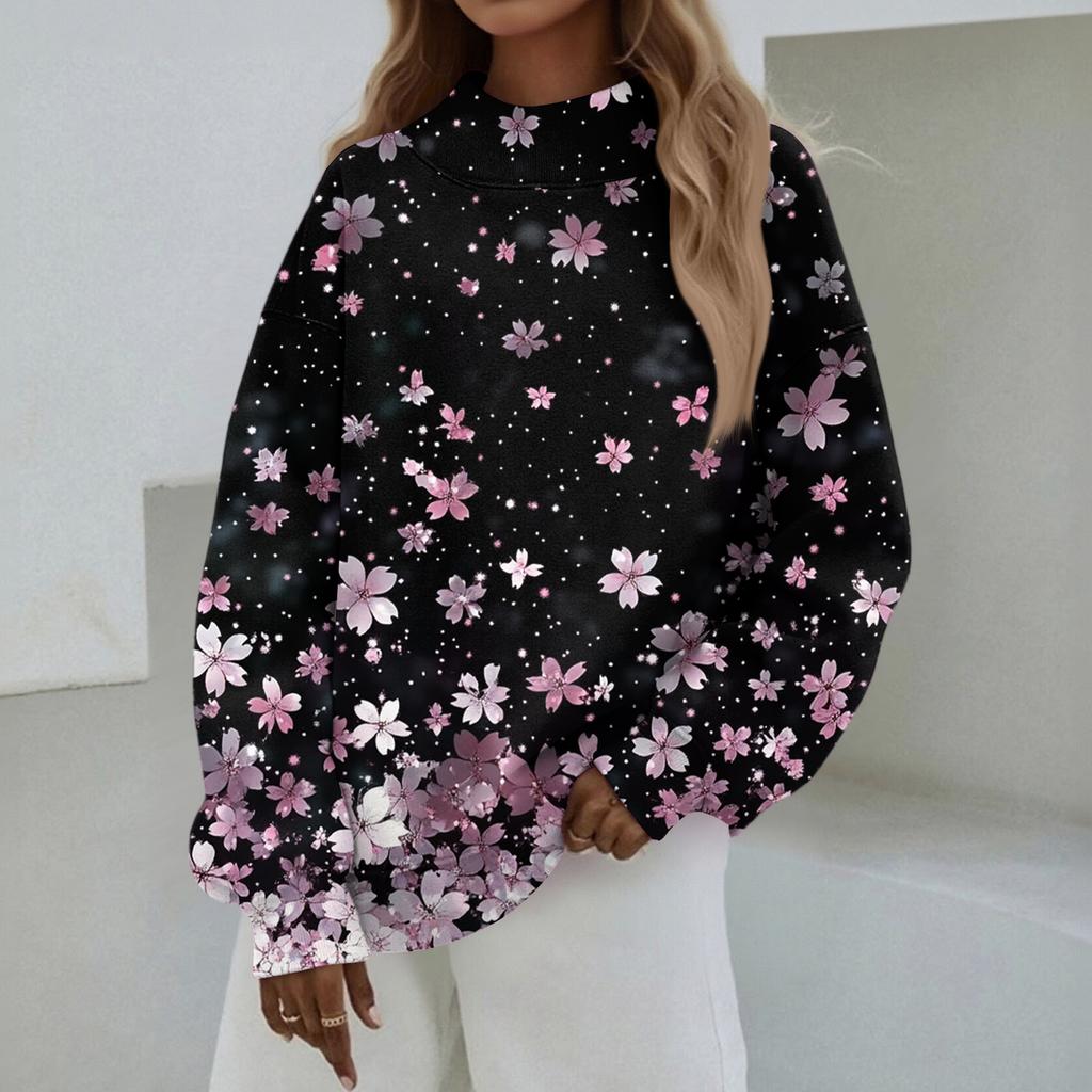 Mock Neck Sweatshirt Women Fall Comfort Oversized Sweatshirt Dressy Pullover Sweatshirts No Hood Cozy Turtleneck Tops