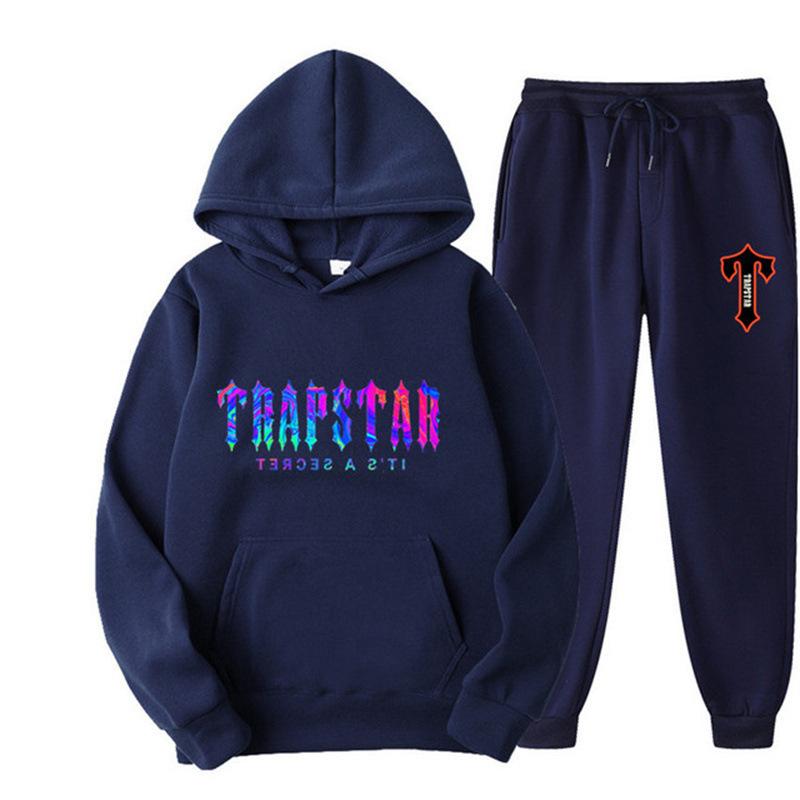 2023 New Letter Printing Men's and Women's Multi-color Warm Two-piece Set Loose Hoodie + Pants Jogging Set