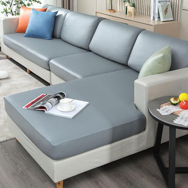 Elastische Sofasitzkissenhülle aus PU-Leder, Plüsch, Wasserabweisend, Couchbezug, Möbelschutz, Dehnbares Halbbezug-Design cushion cover-S