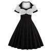 Women's Vintage Polka Dot Lapel  Short-sleeved Belt Dress