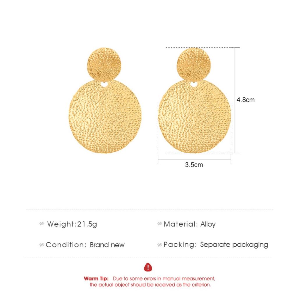 Hammered Double Disc Drop Earrings for Women Textured Round Statement Earrings