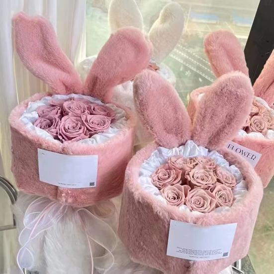 Bouquet Material Bag Rabbit Ears Non-shedding Tear-resistance Plush Surface Semi-finished Flower Material Pack Festival Supply