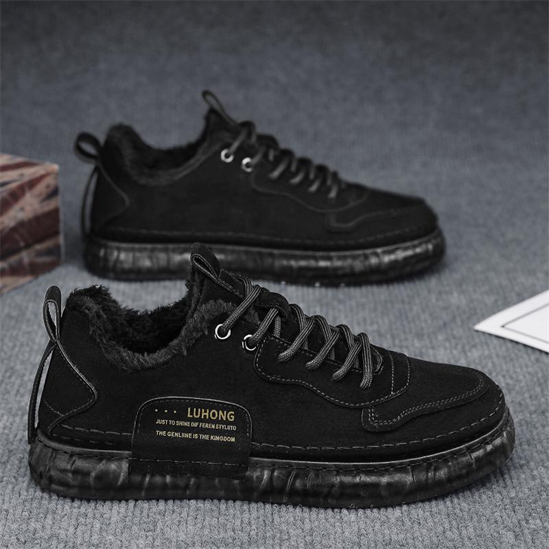 Herren Winterschuhe Herrenmode PU Sportschuhe mit Schnürung Isolierung Low Top Casual Baumwollschuhe Botas Cuturno Masculinas