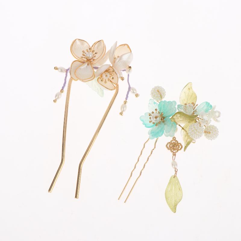 1Pcs Cool Jade Orchid Flower Hairpin For Women Chinese Style Flower Hair Stick Handmade Jewelry Hair Accessory Hanfu Hair Comb