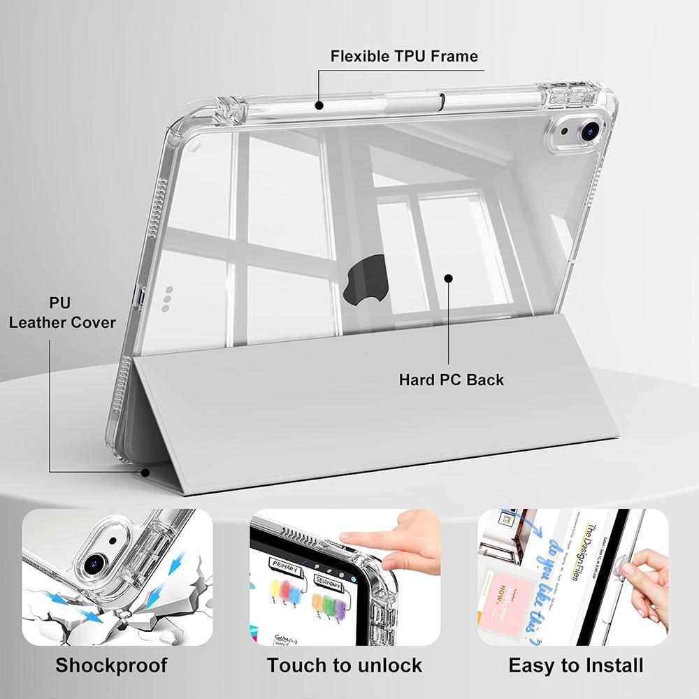 Case for iPad 5 6 7 8 9 10 11 Air 1 2 3 4 5 6 7 Mini 6 7 PC Matte Clear Transparent Acrylic Back Shell Auto Wake/Sleep