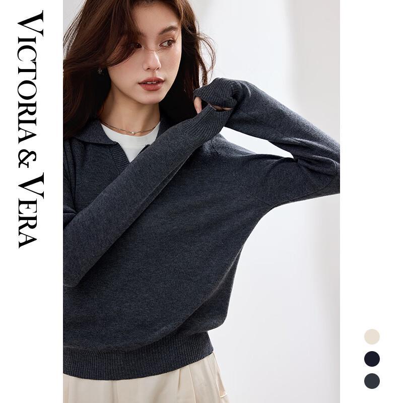 VICTORIA&VERA Women s Wool Blend Polo Neck Knit Shirt XL