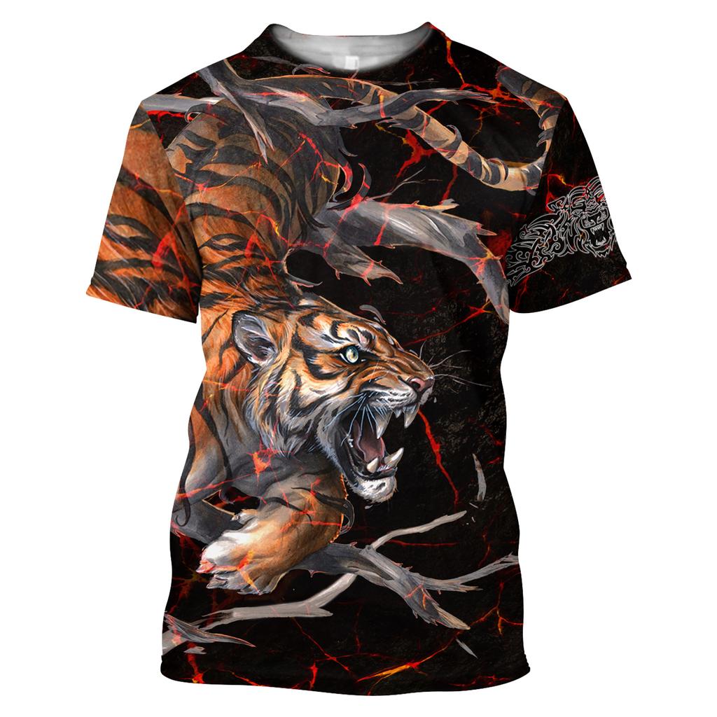 Tiger Grafik T Shirt Für Männer 3D Print Kurzarm Schwarz Tops Mode Herren Kleidung Männlich Atmungsaktive Sweatshirt Sommer Streetwear