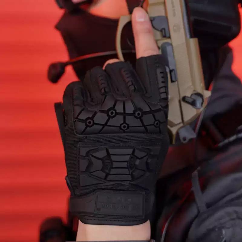 High Quality Tactical Gloves Man Outdoor Cycling Motorcycle Anti-cutting Flexible Rubber Knuckle Protective Fingerless Gloves