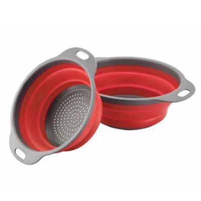 

2-Piece Square Collapsible Colanders Set Kitchen Fruit & Vegetable Tools Silicone Strainers Basket Filter