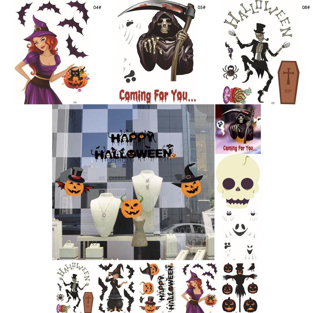 Versatile Classic Halloween Party Diy Witch Stickers Skeleton Ghost Window Wall Decals Decor