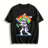 Cool Rainbow Sunglasses Rabbit Carrot Graphic Casual Top Pure Cotton T-shirt