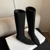 2025 autumn and winter new cow flip high knight boots British style fashion simple low heel one pedal long boots women