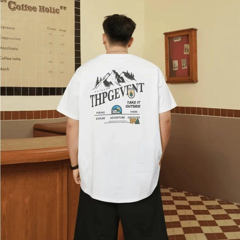 Stretch Fit Anti-wrinkle Loose Men's Short-sleeved Trend Printing Fashion Short-sleeved Top Cotton Comfortable Lightweight T-shirt