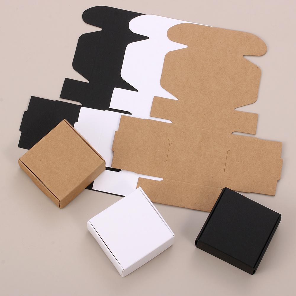 

10PCS Gift Small Cardboard Handmade Box Kraft Paper Square Pack Wrapping 2
