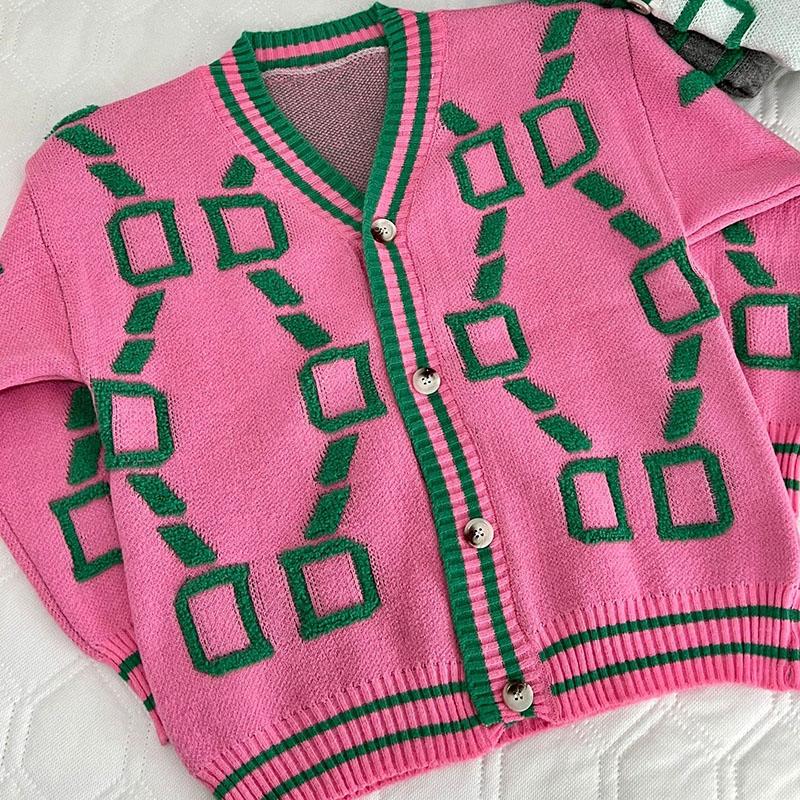 Embroidered Knit Cardigan Women's Loose Sweater V-neck Long Sleeved Single Breasted Buckle Thick Coat Warm Comfortable Casual Commuting Autumn Winter