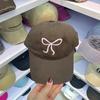 Wind sweet embroidery bow baseball cap children spring and summer versatile sunshade sunscreen cap