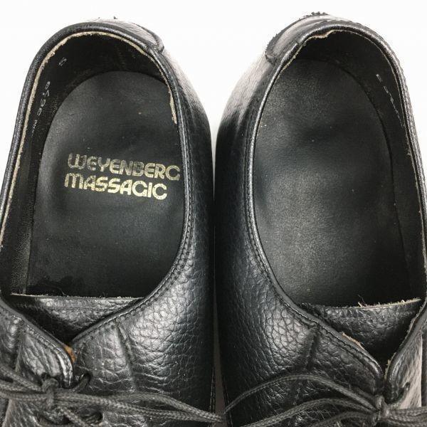 80er Jahre Vintage WEYENBERG MASSAGIC U-Tip Businessschuhe Schwarz Größe 9EEE / 27.0cm(GEBRAUCHT)