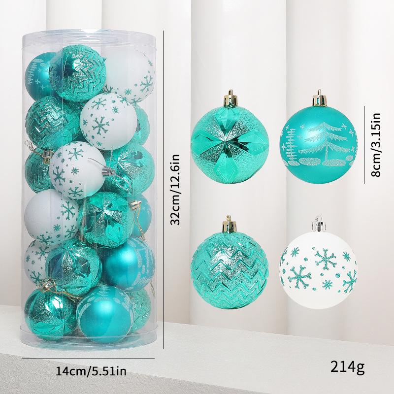 Electroplated Painted Christmas Ball Ornament Set – Plastic Round Decorations for Tree