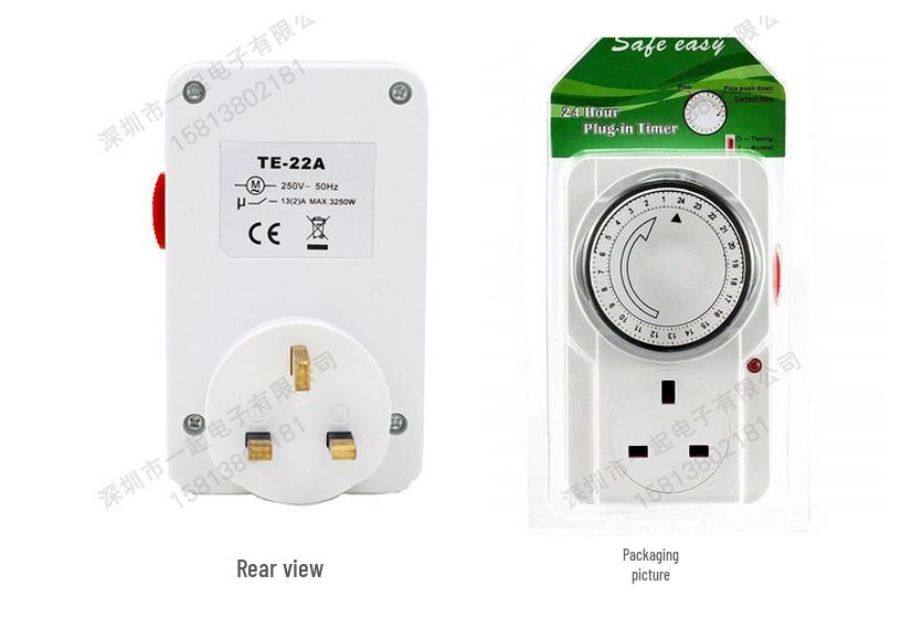 UK 13A Mechanical Timer Socket: 24-Hour Automatic Power On/Off Controller