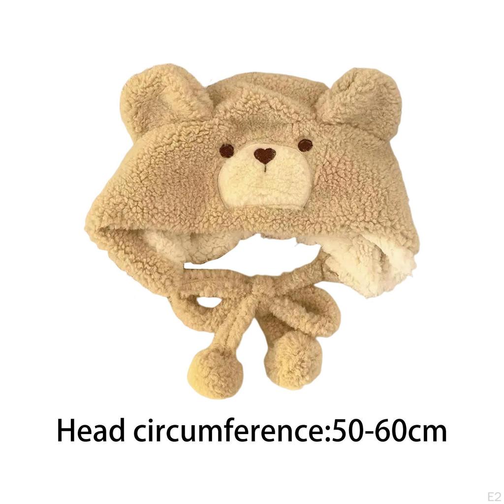 Cold Proof Blusher Bear Hat, Cartoon Animal Fashion Soft Lightweight Women Headwear for Hiking