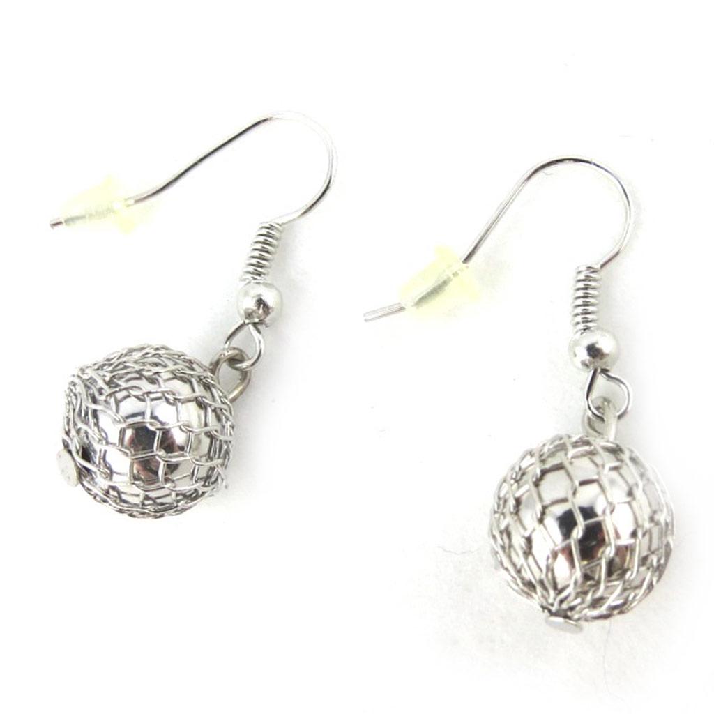 Les Trésors De Lily [N0241] - Silver 'Marble' Earrings (10 Mm)
