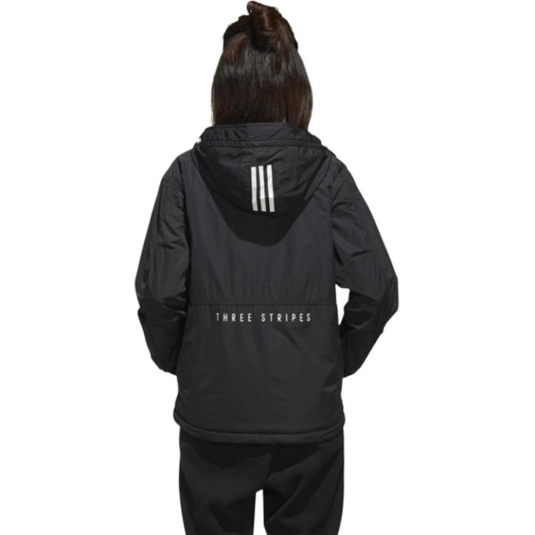 Adidas W S2S Mid Jacket Hooded Casual Loose Comfortable Windproof Long Sleeve Women Jacket Black EH8619