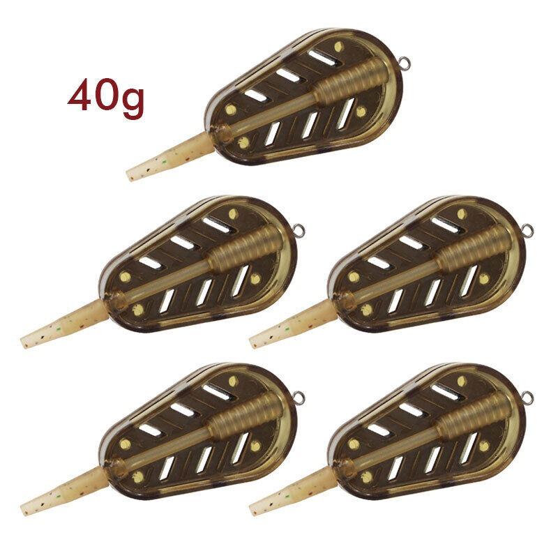 5Pcs Embed Feeder for Fishing Inline Carp Fishing Feeder Alloy Sinker Fishing Lure Holder Mould Kit Fishing Tackle Tools