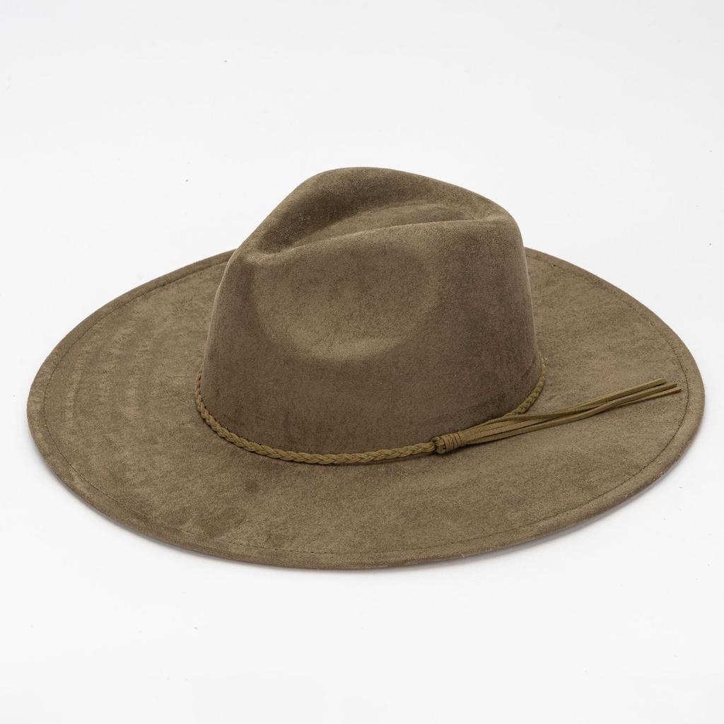 9.5Cm Big Edge Peach Heart Top Hat, Suede Felt Hat, Retro Fashion Big Eaves Hat, Flat Edge Gentleman'S Hat