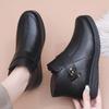 Winter Old Man Cotton Shoes Women's Leather Shoes Warm Non-slip Soft Sole Medium and Old Velvet Flat Short Boots Cotton Shoes