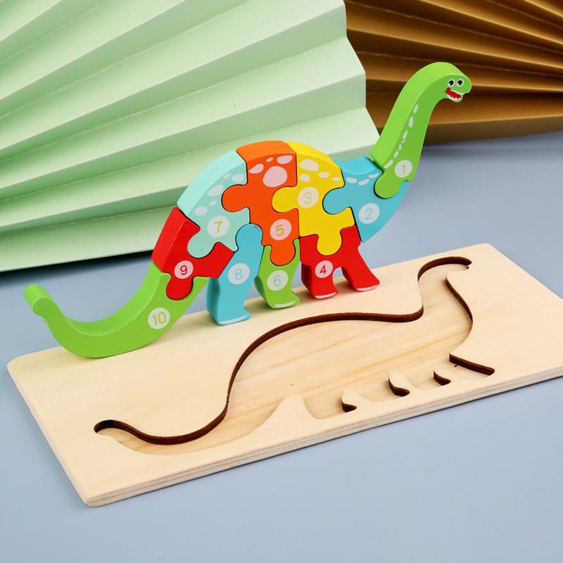 Educational Animal Wooden Traffic Numbers Puzzle Toy For Toddlers Learning Play