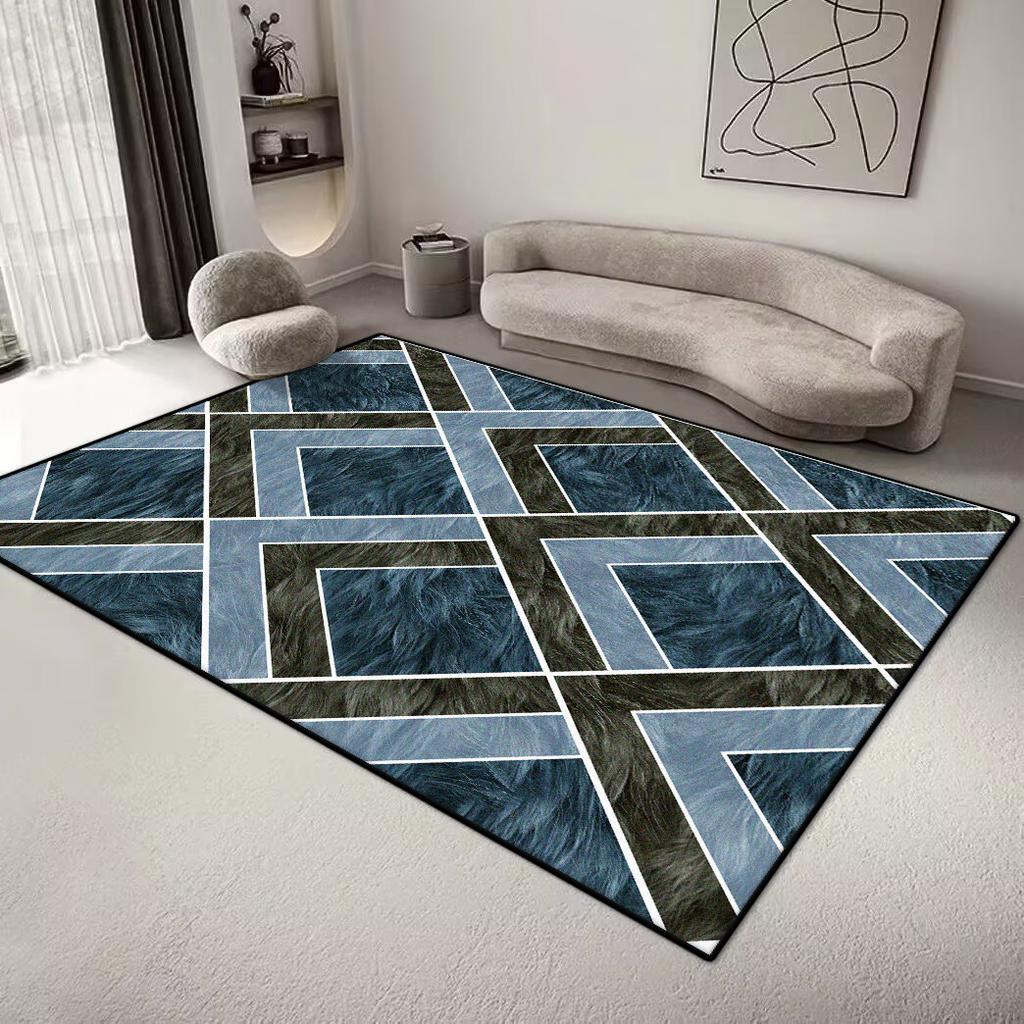 Geometrischer Teppich im nordischen Stil für Wohnzimmer Minimalismus Dekoration Schlafzimmer Große Teppiche 200x300CM Bürobereich Rutschfeste Bodenmatte