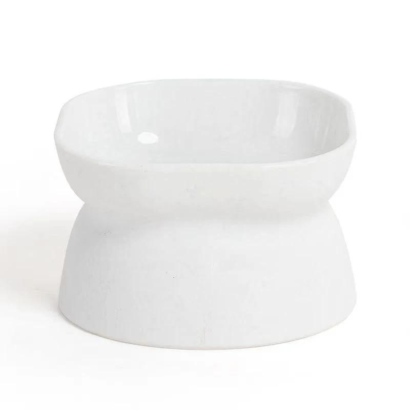 

15° Oblique Mouth Elevated Cat Dog Food Bowl Anti-Vomiting Design with Non-Slip Base Dual-Purpose Feeder Pet Feeding Water Bowl белый
