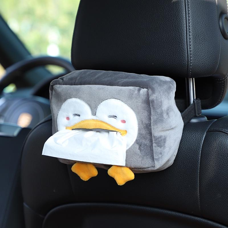 Car Tissue Box Cover Fun Cartoon Animal Design Soft Plush Material Long-lasting