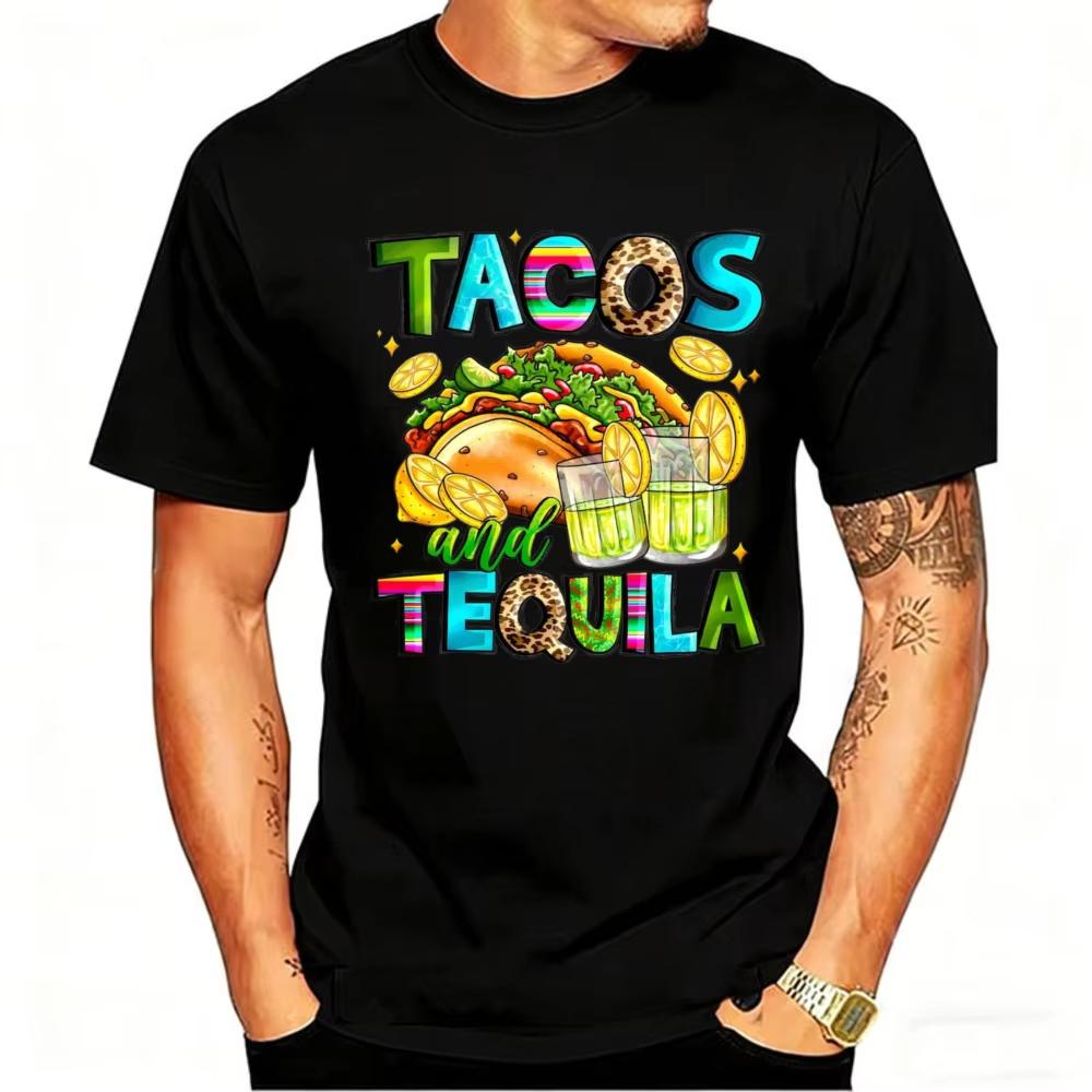 Tacos And Tequila Shirt Mexican Fiesta Party Nacho Lover Happy Cinco De Mayo 5th Of May Tee Festival Gift Printed Tshirt Tops