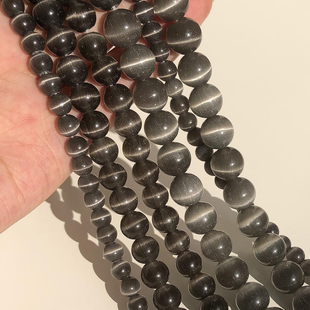 4/6/8/10/12mm Pink Color Cat Eye Opal Beads Natural Stone Glass Loose Beads for Jewelry Making DIY Bracelets Accessories 15''