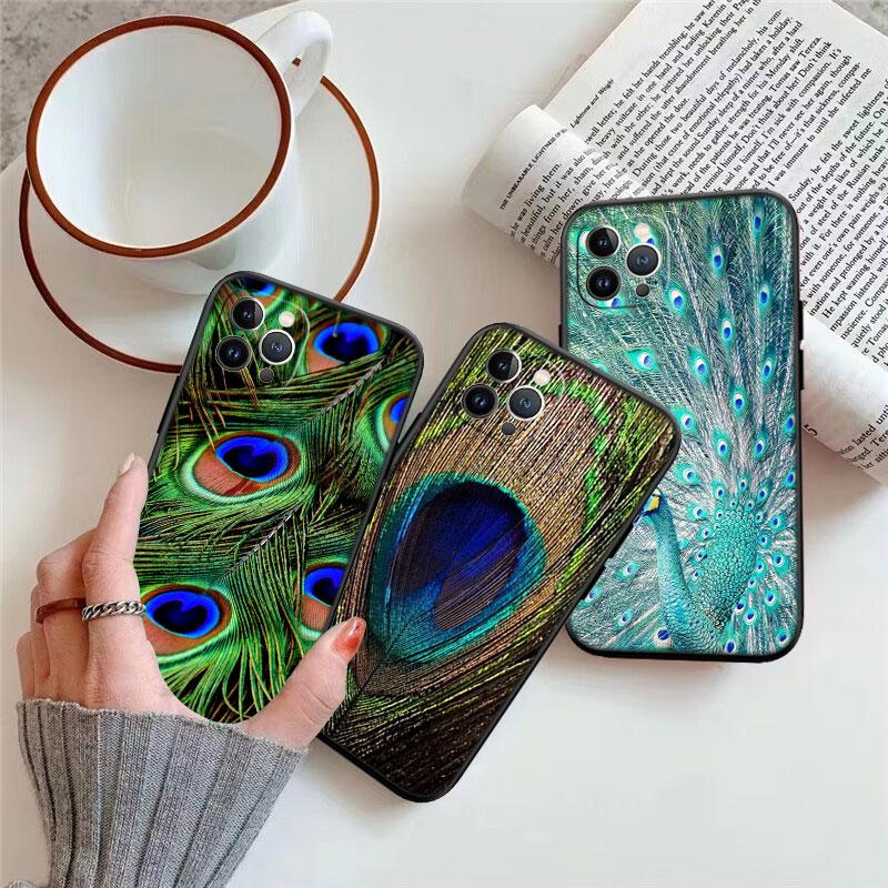 IK53 Pfauenfeder Muschel Handyhülle für Samsung Galaxy Note 10 20 S23 S24 S25 Ultra FE Plus Edge Lite A02S A35 A07 A17